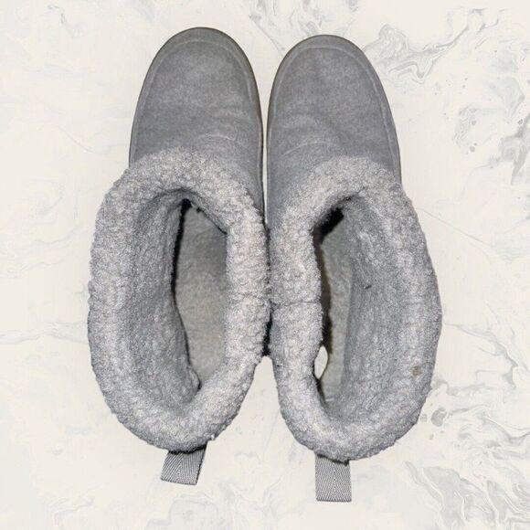 Snauk Roll Top Bootie Faux Fur Soft Stretch Gray Ankle Boots Women’s Size 9 - Picture 6 of 8